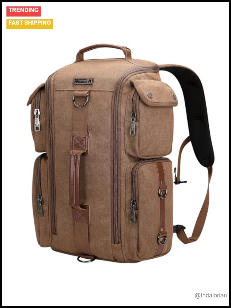 Canvas Convertible Travel Backpack Fits 17 Inch Laptop, Carry On, Large